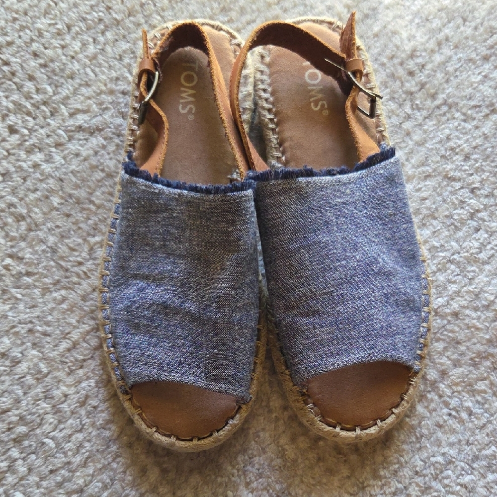 TOMS Denim Blue Espadrille Sandals